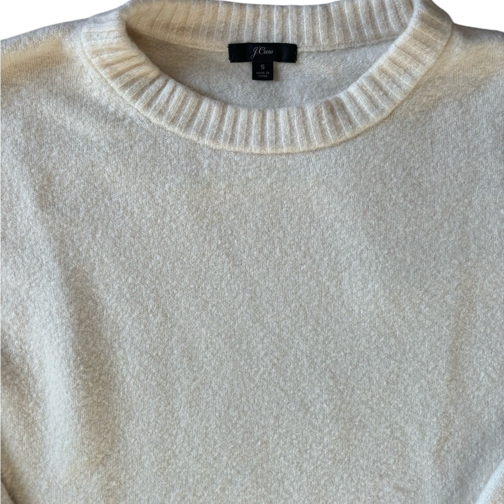 J. Crew Crewneck Sweater Sz S Super Soft Oversized Pullover Wool Alpaca Cream - Picture 4 of 7